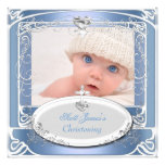 Baby Boy Christening Baptism Blue White Invite