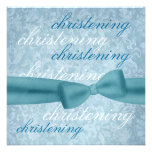 Baby Boy Christening Blue Faux Bow E539 invitations