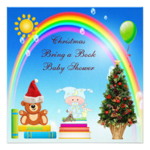 Baby Boy Christmas Bring a Book Baby Shower Invite