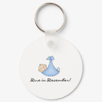 Baby Boy Due in December keychains