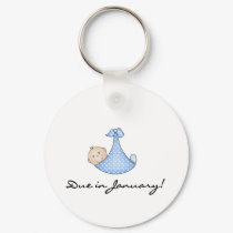 Baby Boy Due in January keychains