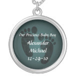 Baby Boy Footprints Personalized Name Pendant