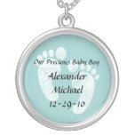 Baby Boy Footprints Personalized Name Pendant