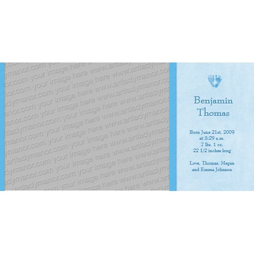 Baby Boy Footprints Photo Birth Announcement photocard
