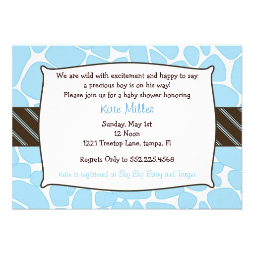 Baby Boy Giraffe shower invitation