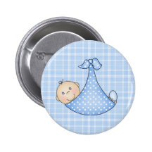 Baby Boy in Blanket   Pinback Button