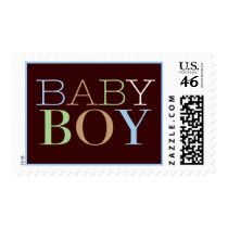 Baby Boy Modern Blue & Brown Baby Postage
