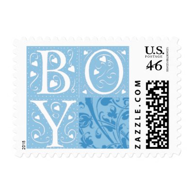Baby Boy New Baby Announcement Stamps by eBabyz