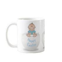 Baby Boy on Cracked Easter Egg mugs