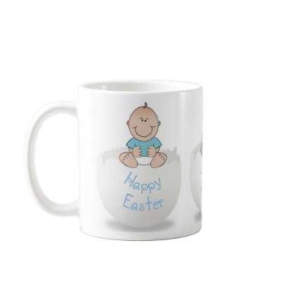Baby Boy on Cracked Easter Egg Coffee Mugs by JuJuGarden