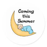 Baby Boy on Moon Summer Stickers