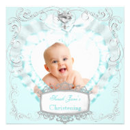 Baby Boy or Girl Blue Christening Baptism Cross Custom Invites