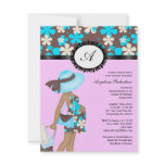 Baby Boy or girl Blue & Pink Cute Shower Flowers Announcement
