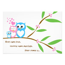 Baby Boy Owl Baby Shower Invitation