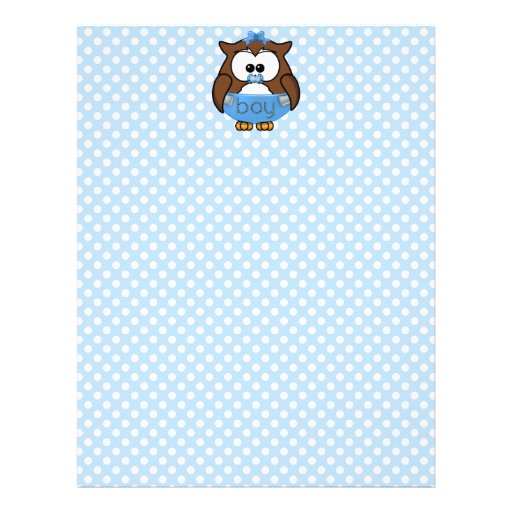 baby boy owl letterhead template Zazzle