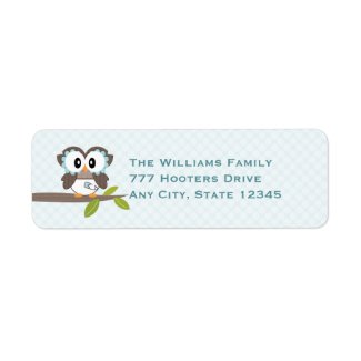 Baby Boy Owl Return Address Labels