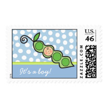 Baby Boy Pea in a Pod Birth Announcement Postage postage by fat_fa_tin Baby Boy Pea in a Pod Birth Announcement Postage postage