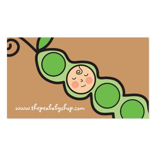 Baby Boy Pea in a Pod / Cute Cartoon Profile Card Business Cards (back side)