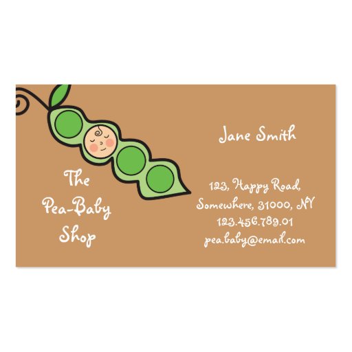 Baby Boy Pea in a Pod / Cute Cartoon Profile Card Business Cards (front side)