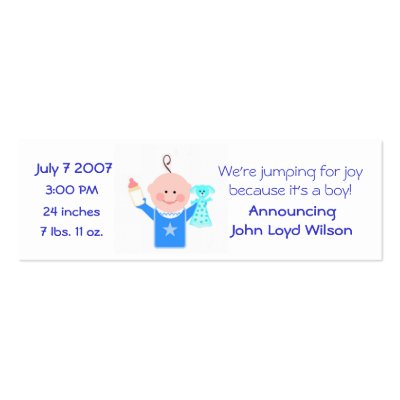 Baby Boy Personalized  Announcement Card Business Card Template by jamiecreates1