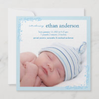 Baby  Photo Birth Announcements on Baby Boy Photo Birth Announcements Soft Blue Swirl By Daphne1024