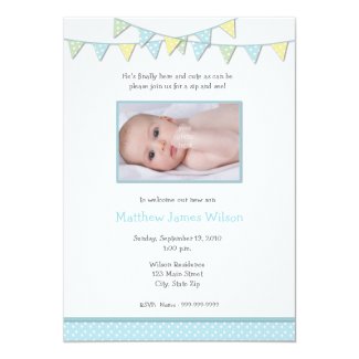 Baby Boy Photo Sip and See Invitation