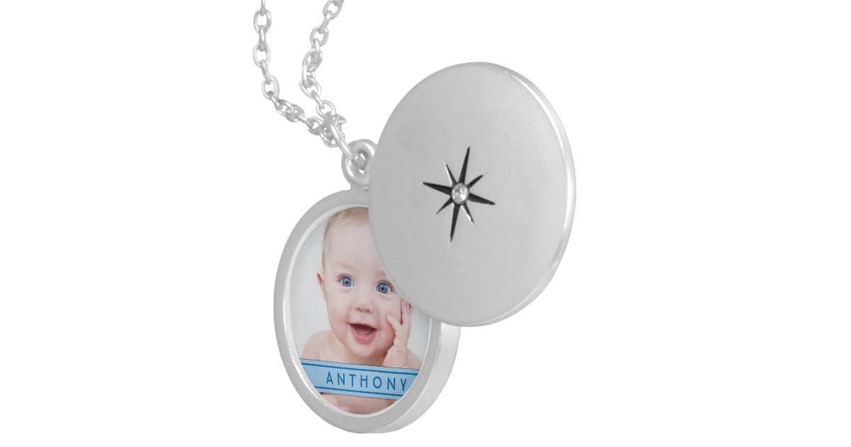 Baby Boy Photo Template Name Plate Locket Necklace Zazzle