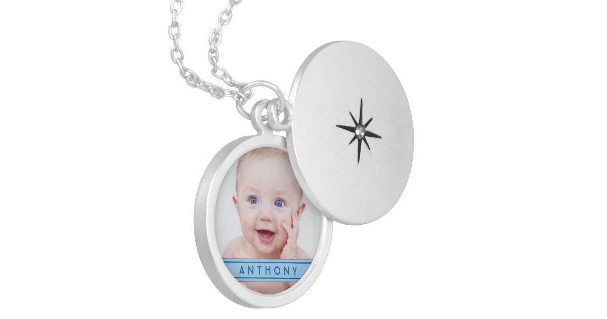 Baby Boy Photo Template Name Plate Locket Necklace Zazzle