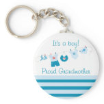 Baby Boy Proud Grandmother Blue Clothes Keychain