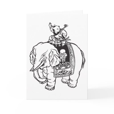 Baby Boy Riding Elephant Good Luck Charm Card by fotoshoppe