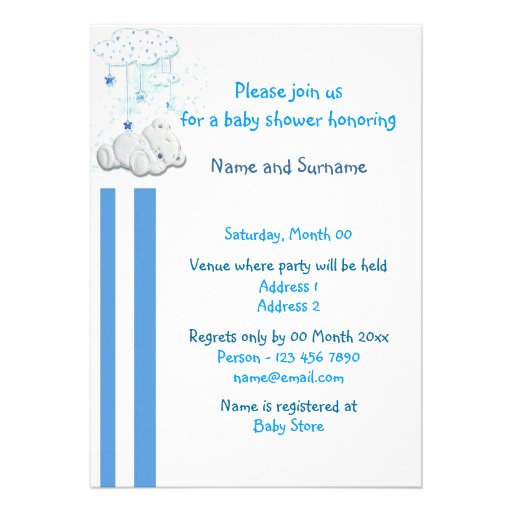 Baby boy shower blue invites