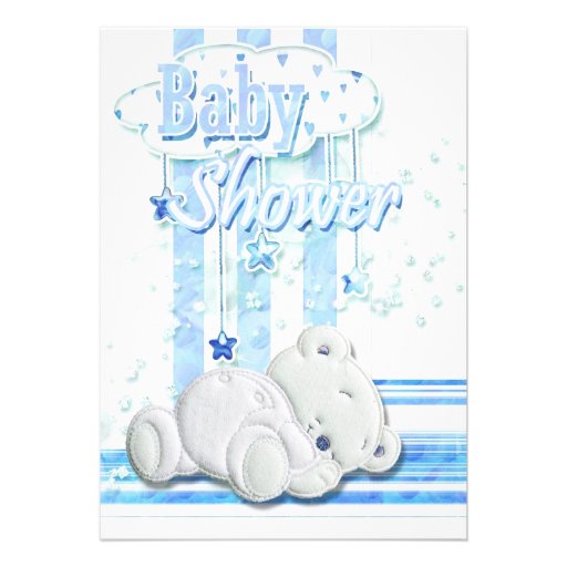 Baby boy shower blue invites