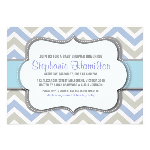 Baby boy shower colorful chevron invite