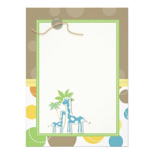 Baby Boy Shower Dots giraffe Invitation Card