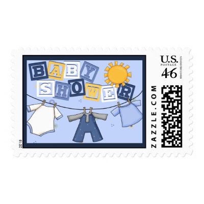 Baby Boy Shower Postage Stamps