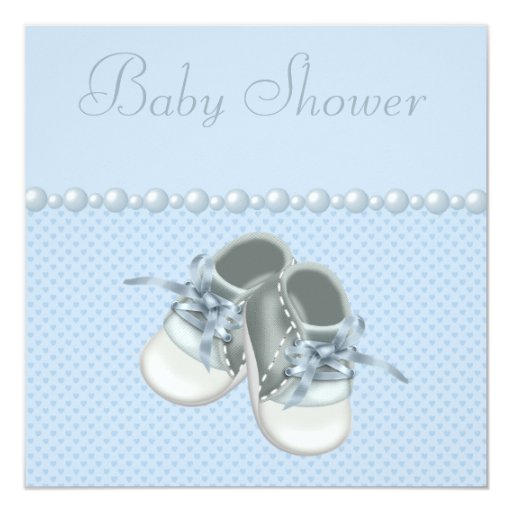 Baby Boy Shower Shoes, Clothes, Pearls & Hearts Card Zazzle