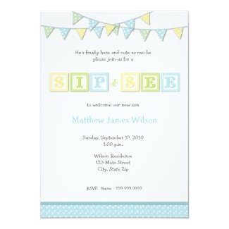 Baby Boy Sip and See Invitation