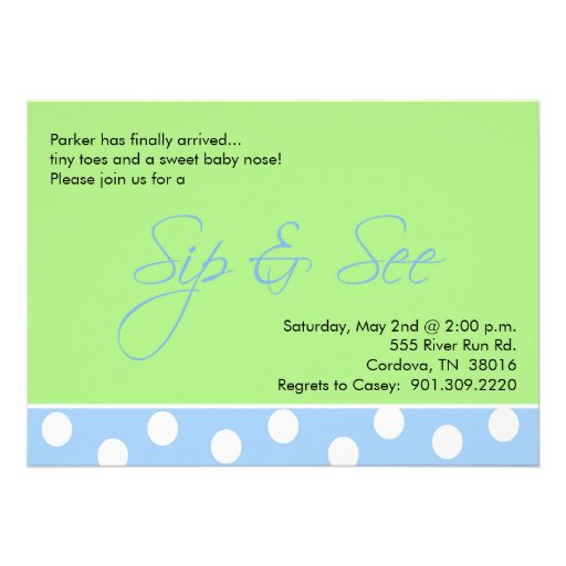 Baby Boy Sip and See Invitations 5" X 7" Invitation Card Zazzle