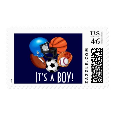 Baby boy sports announcementstamp by perfectpostage