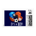 Baby boy sports announcementstamp
