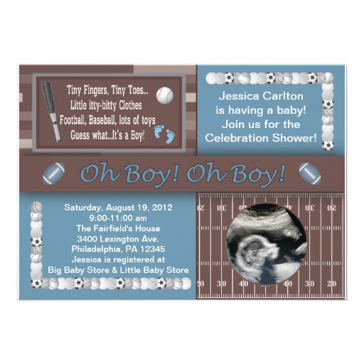 Baby boy sports shower personalized invitation