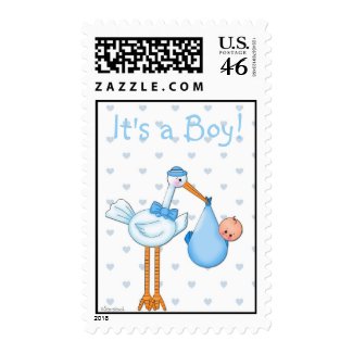 Baby Boy Stork Postage Stamp stamp