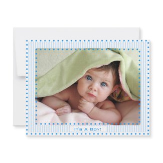 Baby Boy Stripes & Dots Baby Picture Announcement invitation