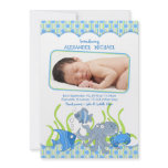 Baby Boy Under the Sea Cartoon Birth Announcement