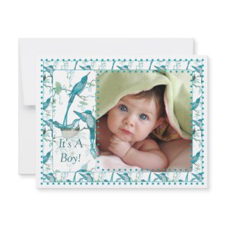 Baby Boy Vintage Baby Bird Picture Announcement invitation