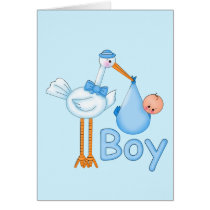 Baby Boy with Stork Card