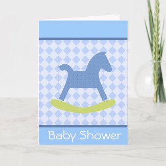 Baby Boy Yellow and Blue Rocking Horse Card card