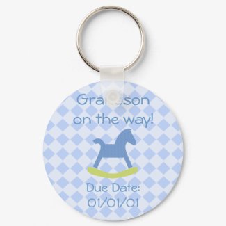 Baby Boy Yellow and Blue Rocking Horse Keychain keychain