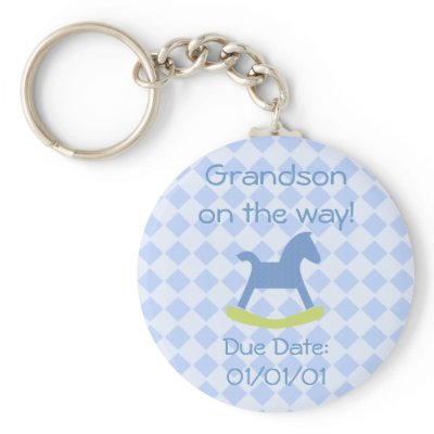 Baby Boy Yellow and Blue Rocking Horse Keychain by SayItNow