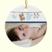 Baby Boy's Laundry Christmas Ornament (navy) ornaments